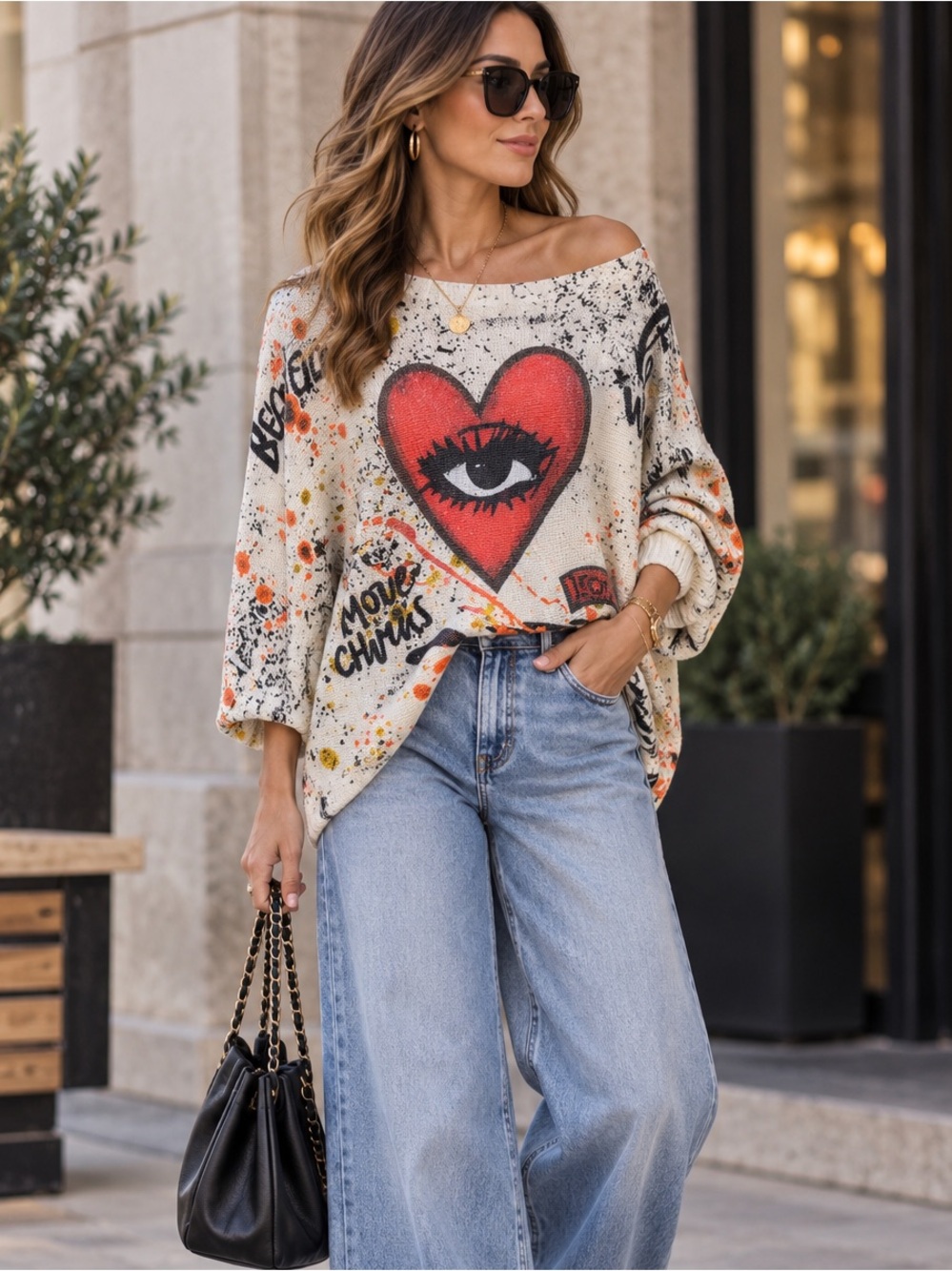 Made in Italy beautiful oversized graphic Tunic